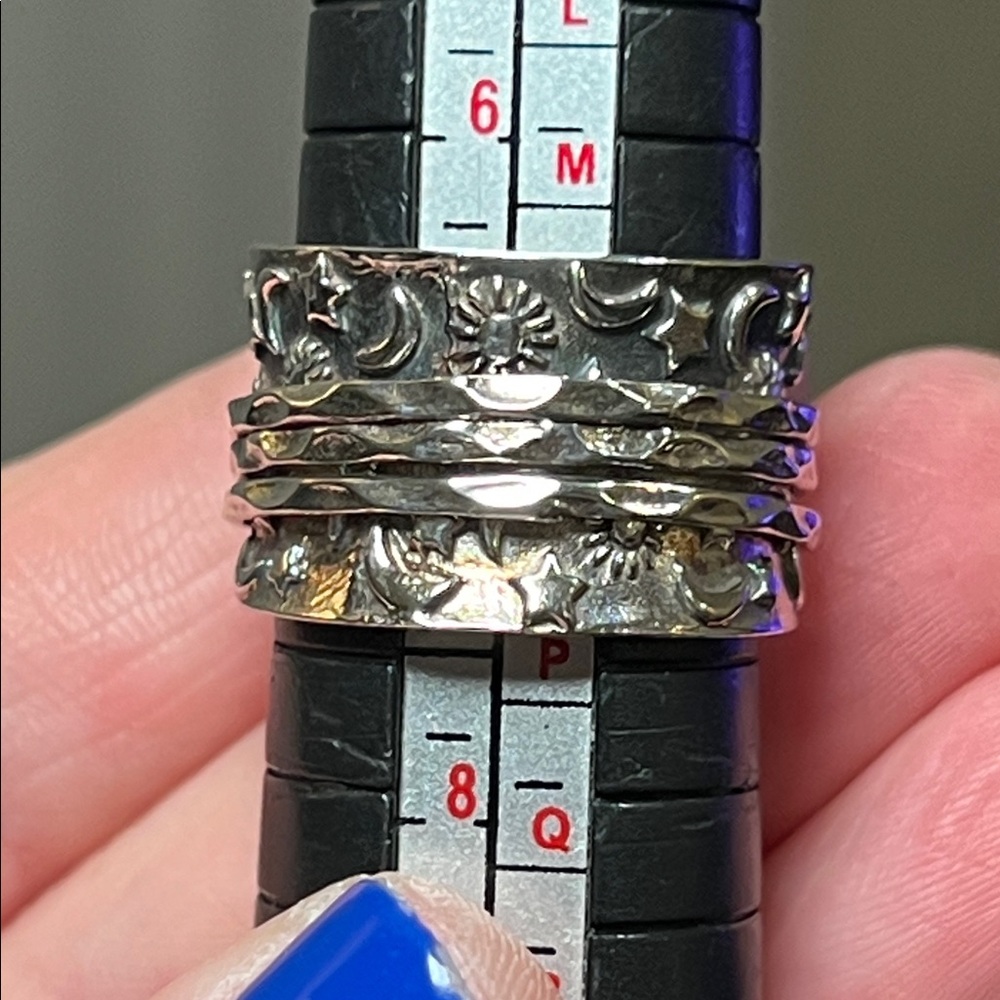 VTG Celestial Moon Sun Star Sterling Silver Anxiety Soothing Fidget Spinner Ring